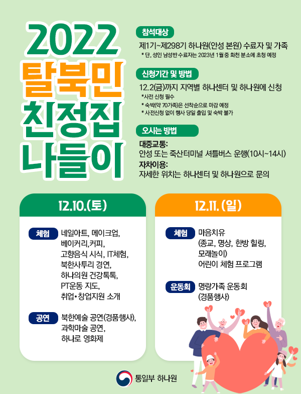 2022 탈북민 친정집 나들이 행사 포스터.png 이미지입니다.